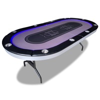VERSA PK018 7 MDF LED Light Foldable Poker Table 10 Players Gaming Game Room