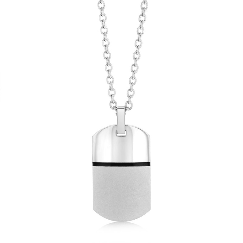 Buy Stainless Steel Polished And Matt Texture Dog Tag Pendant On Chain