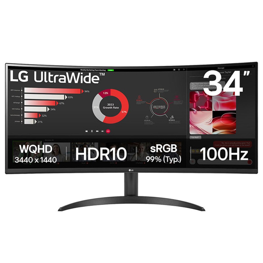 LG UltraWide 34in QHD 100Hz VA Curved Monitor (34WR50QK-B)