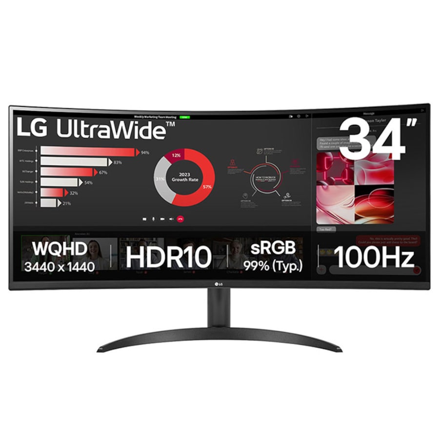 LG UltraWide 34in QHD 100Hz VA Curved Monitor (34WR50QK-B)
