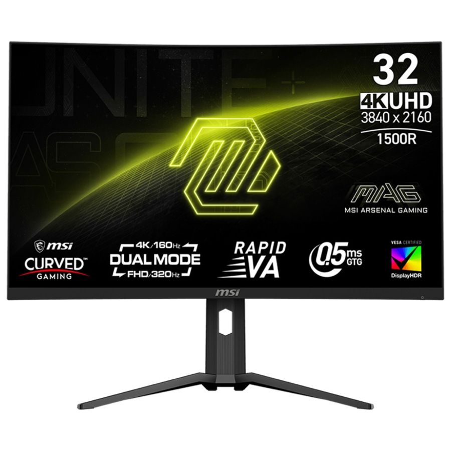 MSI MAG 31.5in 4K UHD 160Hz/FHD 320Hz Rapid VA Dual Mode Curved Gaming Monitor (MAG 321CUPDF)