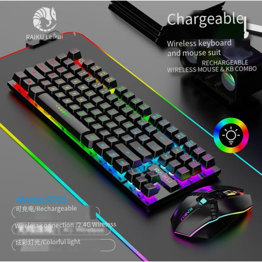 Buy R905 Wireless Keyboard Mouse Combination Game Glowing Keyboard Set ...