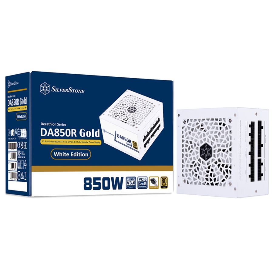 SilverStone 850W ATX 3.0 80+ Gold Power Supply - White (SST-DA850R-GMA-WWW)