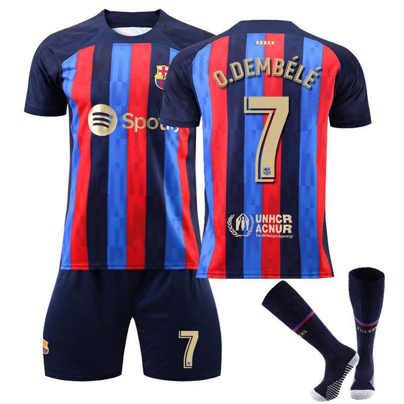 Kit de football FC Barcelone 2022-23 Réplique officielle junior - Bleu Kit de football FC Barcelone 2022-23 Réplique officielle junior - Bleu