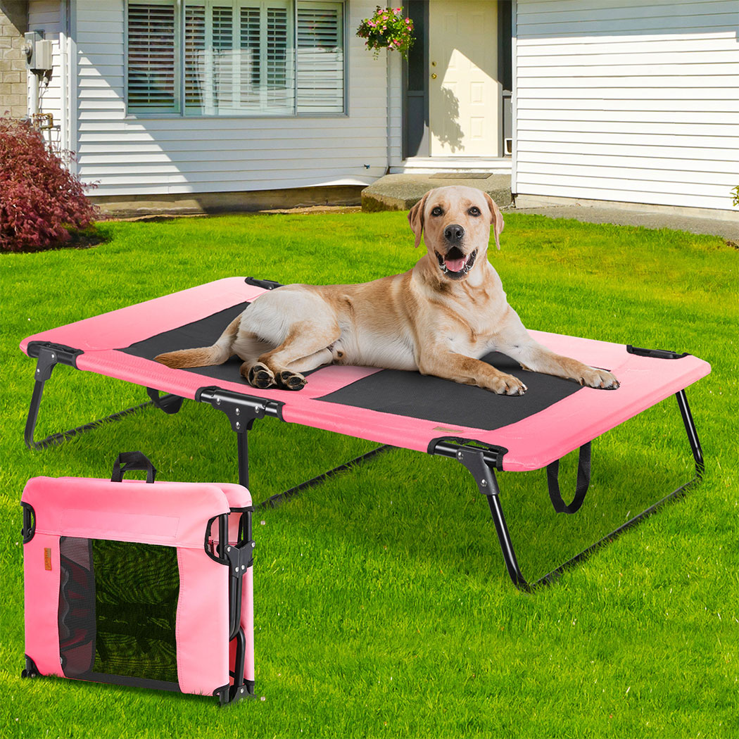 UNHO XXL Large Elevated Pet Bed – Foldable Dog Trampoline Hammock With Removable Bolster & Mat, Breathable & Portable