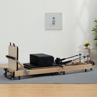 FoldableSolidWoodFramePilatesReformer Black MN-030-1