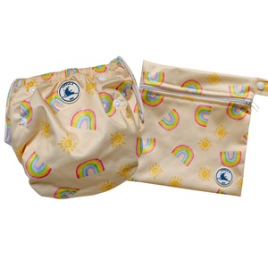 Reusable Swim Nappy & Mini Wet Bag Combo ~ Rainbows
