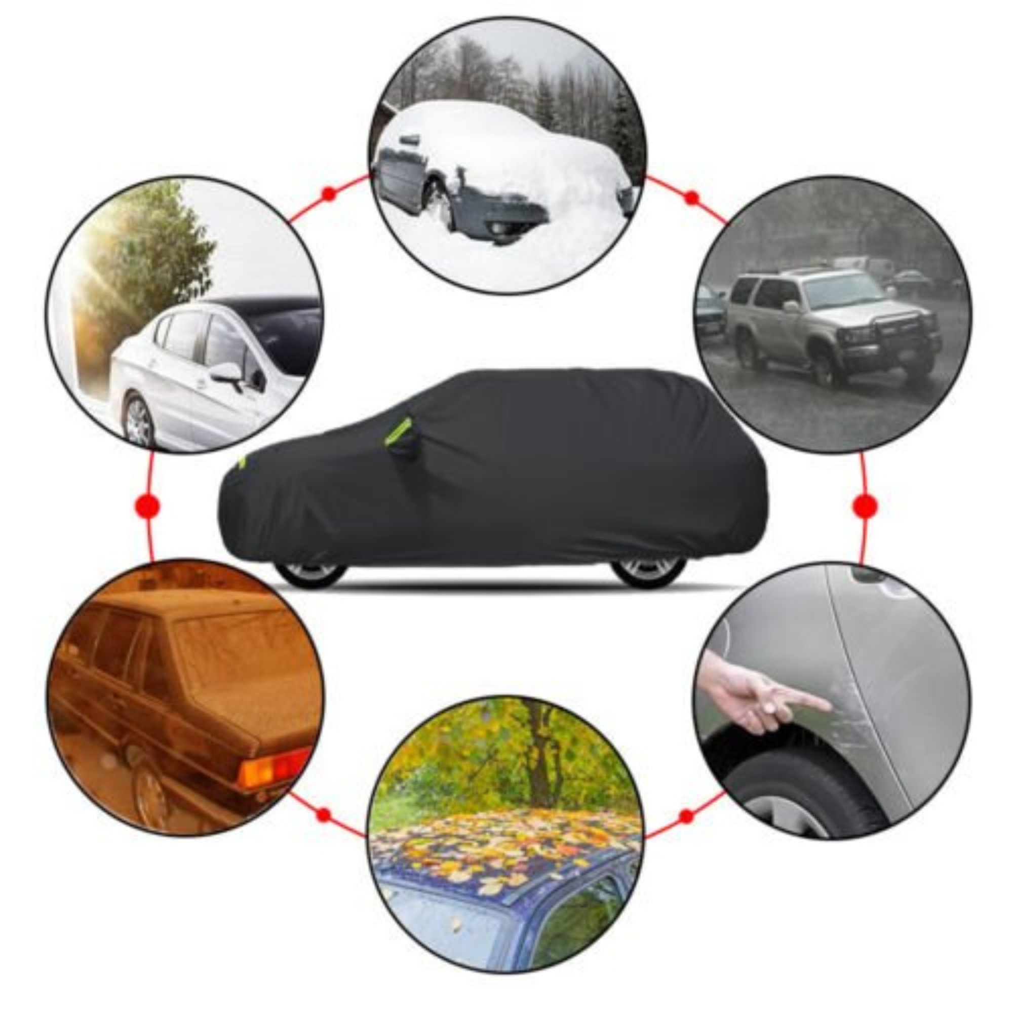 190T Waterproof Sedan Car Cover Full Coverage UV Sun Rain Protection