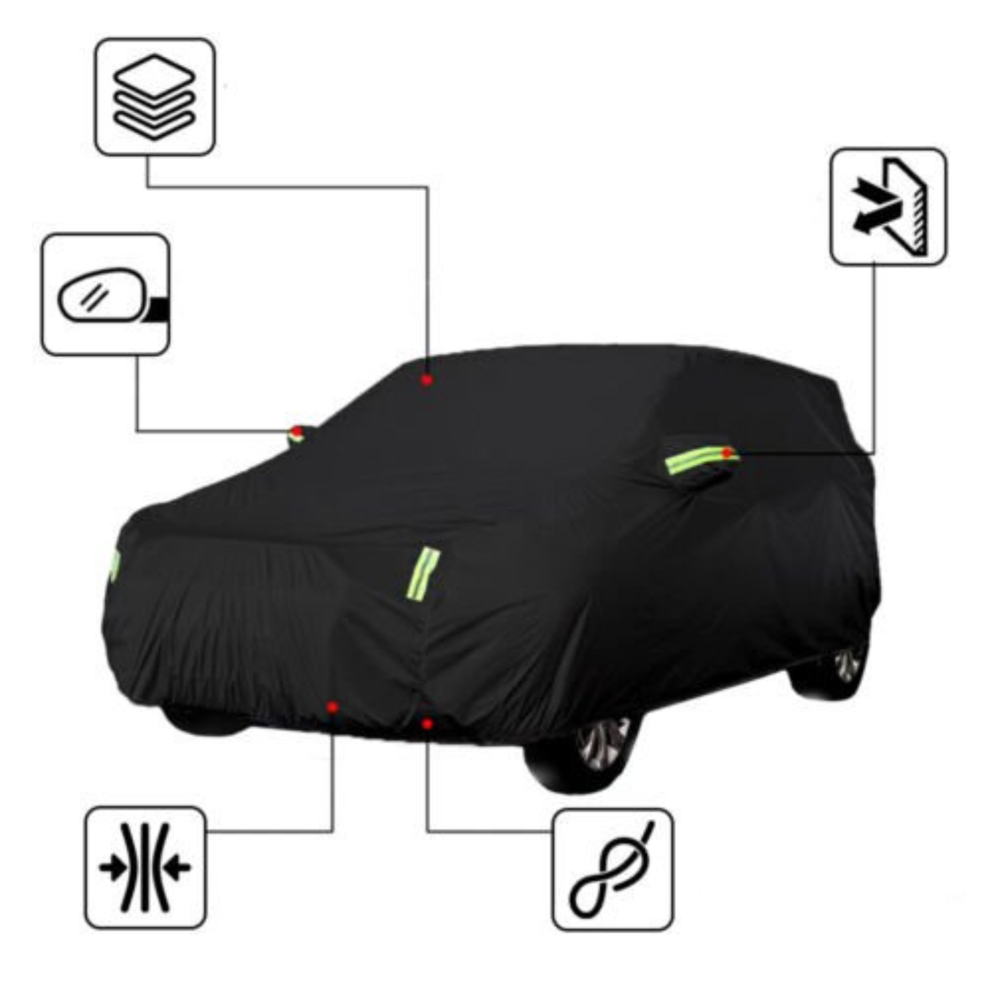 190T Waterproof Sedan Car Cover Full Coverage UV Sun Rain Protection