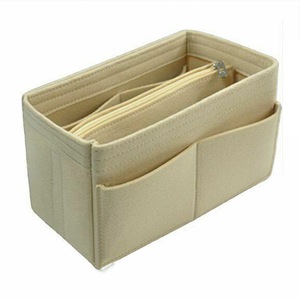 Beige Women Felt Bag Travel Organizer Handbag Tote Insert Liner Purse Pouch
