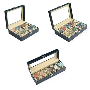 Leather Watch Box Organizer for Jewelry and Watches Glass Display Case