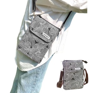5 Layer Leaf Pattern Canvas Cell Phone Purse Wallet Lightweight Crossbody Bag for Women Girls
