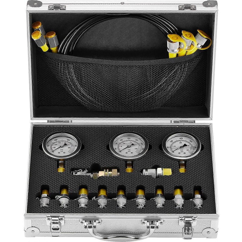 Buy Hydraulic Pressure Test Kit, 250/400/600bar, 3 Gauges 11 Test ...