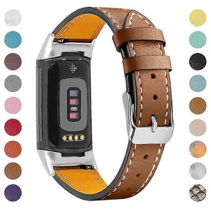 Premium Genuine Leather Adjustable Strap Watch Band for Fitbit Charge 6/5