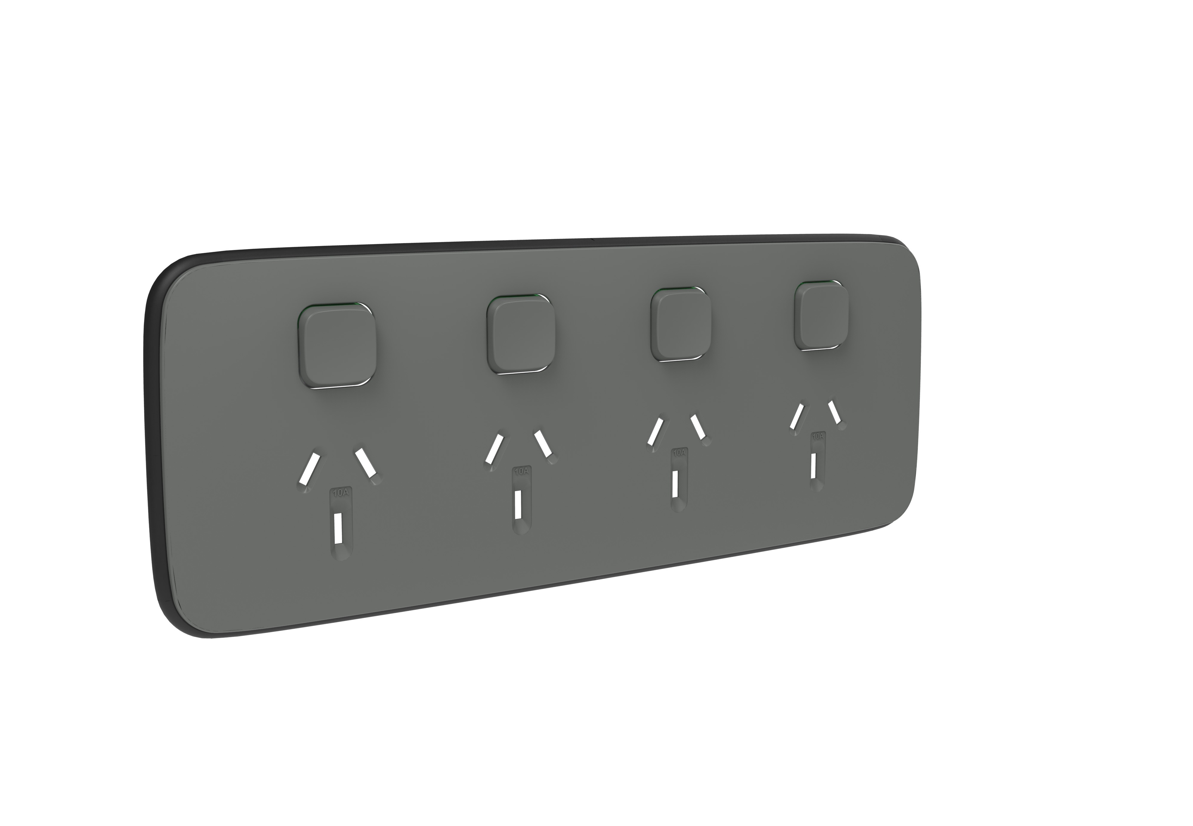 Clipsal Iconic Essence Cover Frame, 4 Switches & 4 Sockets, 10 A, Horizontal, Ash Grey - E3015/4C-AG Australia
