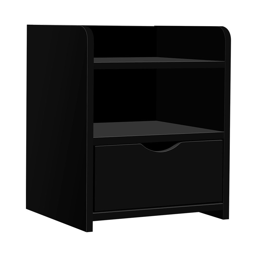 Artiss 2x Bedside Table 2 Drawers - Black
