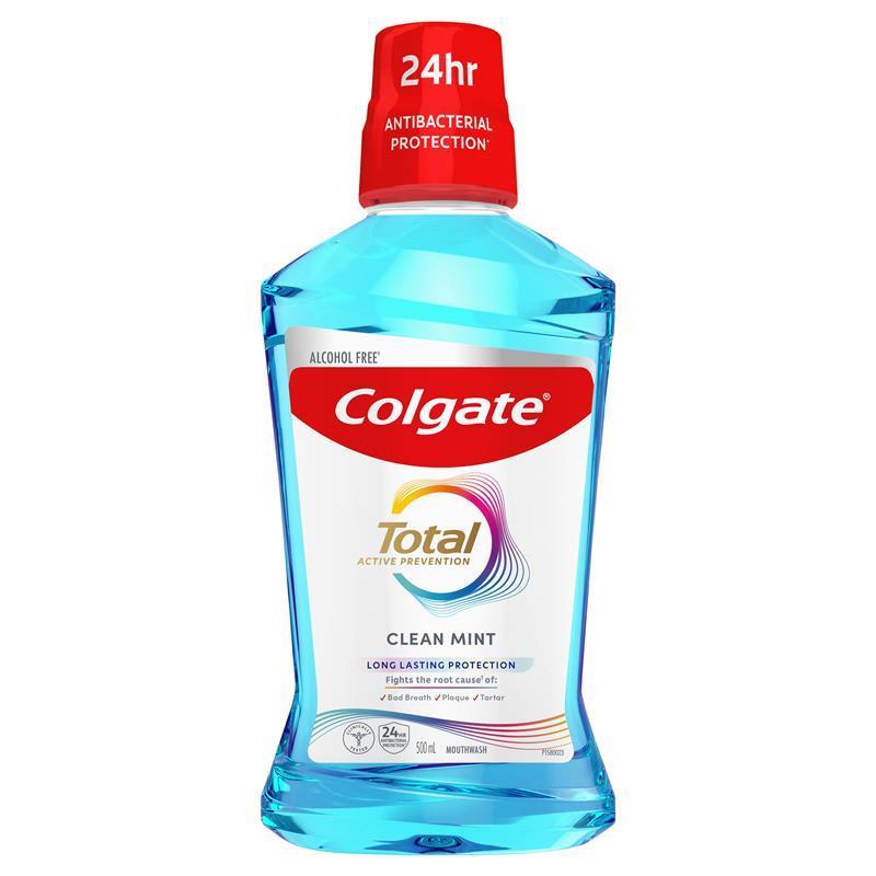 Buy Colgate Mouthwash Total Clean Mint - 500ml Antibacterial Formula ...