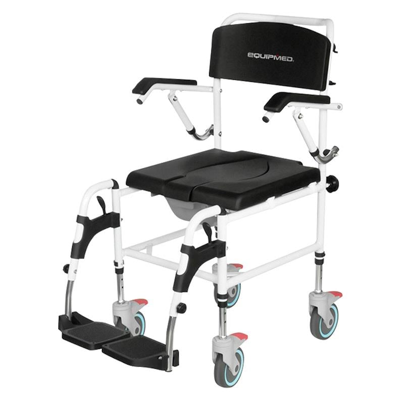 Buy Equipmed Rolling Commode Shower Chair with Wheels - Black - MyDeal ...