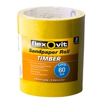 Flexovit 115mm x 5m 60 Grit Timber Sandpaper Roll - 60 Grit