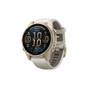 Garmin Fenix 8 AMOLED Sapphire Smart Sports Watch (Soft Gold/Fog Grey Band, 43mm)
