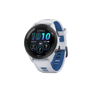 Garmin Forerunner 265 Smart Sports Watch - Black with Whitestone/Tidal Blue Band, 46mm
