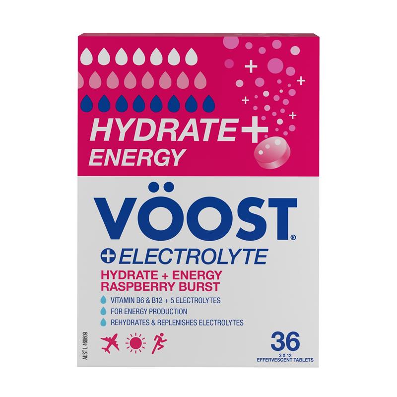 Buy Voost Hydrate + Energy Raspberry Burst Effervescent Tablets - 36 ...