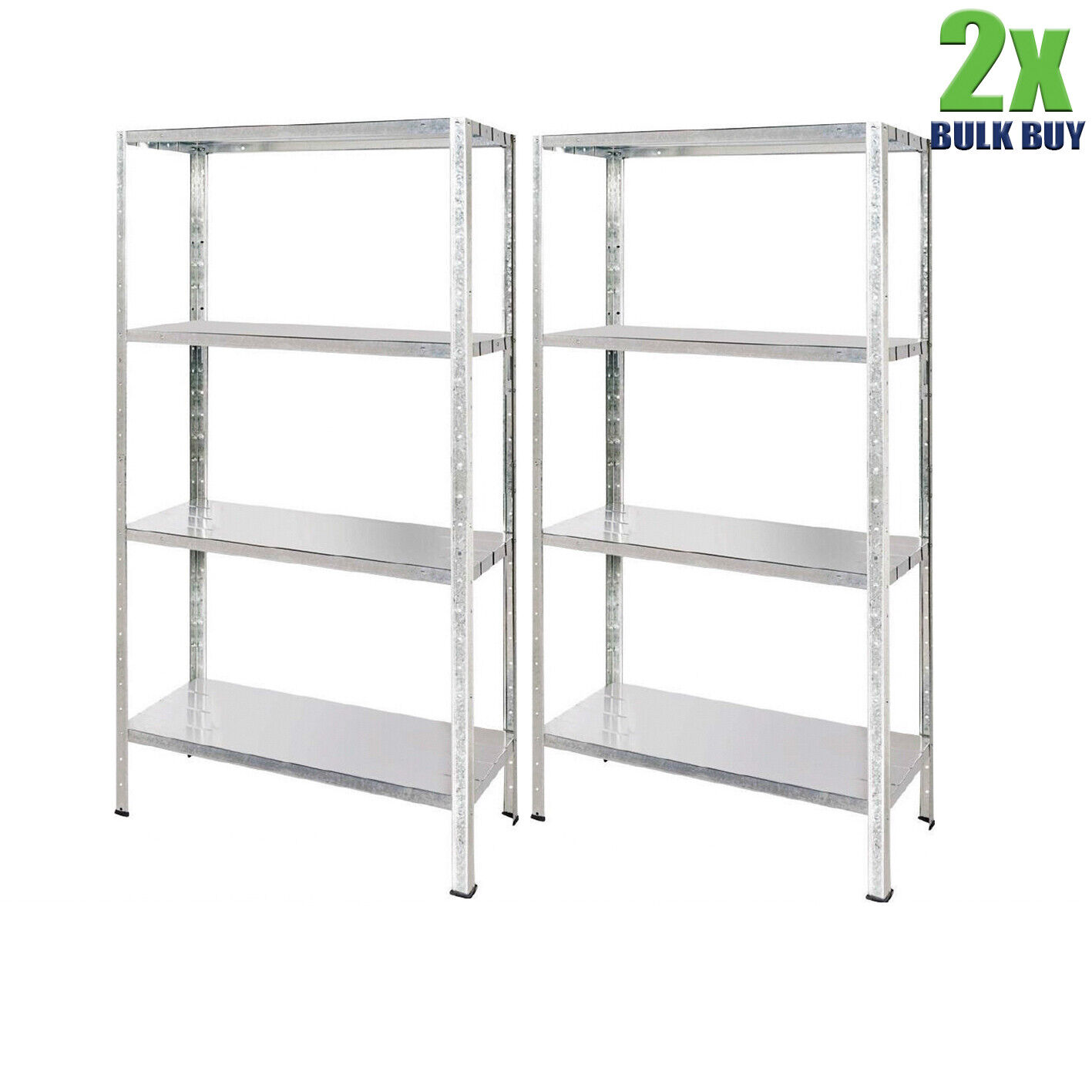 Buy 2x 4 Shelf Metal Garage Storage Unit Galvanised Steel 50kg Shelving ...