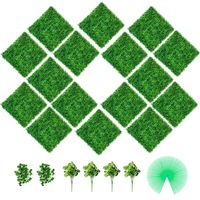Artificial Boxwood Hedge Panels for Indoor & Outdoor Garden Decor - 16 Pack