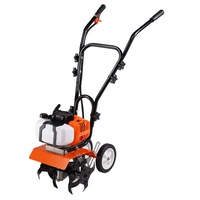 Gas-Powered 43CC 2-Stroke Garden Tiller with Adjustable Stand and 6 Wheels