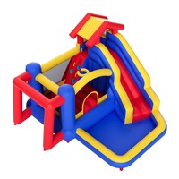 Kids Inflatable Jumping Castle with Slide, Pool & Soccer Goal - Easy Setup