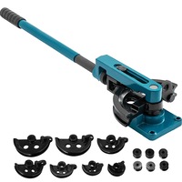 Manual Pipe Tube Bender with 7 Dies for 10-25mm Metal Pipes, Portable Design