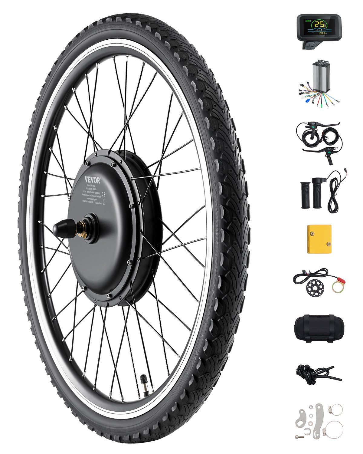 VEVOR 1000W E-Bike Umrüstkit - 48V Vorderrad Motor Mit LCD Display Für Rennräder