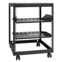 12U Open Frame Server Rack, 15''-40'' Adjustable Depth, Free Standing or Wall Mount Network Server Rack, 4 Post AV Rack with Casters, Holds All Your Networking IT Equipment AV Gear Router