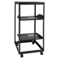 20U Open Frame Server Rack, 15''-40'' Adjustable Depth, Free Standing or Wall Mount Network Server Rack, 4 Post AV Rack with Casters, Holds All Your Networking IT Equipment AV Gear Router