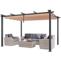 3x4m Outdoor Retractable Pergola with Sun Shade Canopy Aluminum Beige