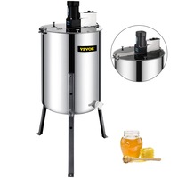 4 Frame Electric Honey Extractor Beekeeping 120 W Motor 2 Clear Lids