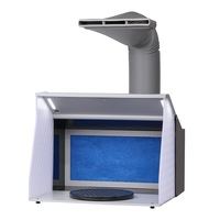 Airbrush Spray Booth, Portable Hobby Airbrush Paint Spray Booth Kit with 4 LED Light, Powerful Dual Exhaust Fans, Turntable and 6 ft Extension Hose, for Painting Models, Arts, Crafts,