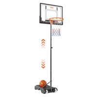 Basketball Hoop, 5-7 ft Adjustable Height Portable Backboard System, 32 inch Basketball Hoop & Goal, Kids & Adults Basketball Set with Wheels, Stand, and Fillable Base, for