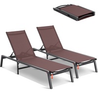 Chaise Lounge Chair Outdoor Patio Lounge Chair Adjustable 5-Position 2 pcs