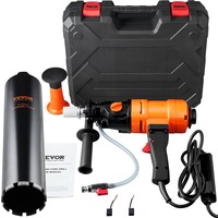 Diamond Core Drilling Machine, 4in Handheld Wet Concrete Core Drill Rig, 1100-2400RPM Two Speed & 1-1/4" Thread & 2 Bubble Levels, 3-4in Drilling Diameter for Concrete Brick Block Stone,