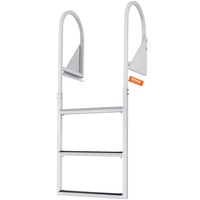 Dock Ladder, Flip-Up 3 Steps, 159 kg Load Capacity, Aluminum Alloy Pontoon Boat Ladder with 50.8 mm Wide Step & Nonslip Rubber Mat, Easy to Install for Ship/Lake/Pool/Marine