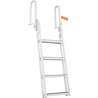 Dock Ladder Flip Up 4 Steps, 159kgs Load Capacity, Aluminum Pontoon Boat Ladder with 4" Wide Step & Nonslip Rubber Mat,Swimm Step Ladder for Ship/Lake/Pool/Marine