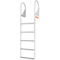 Dock Ladder, Flip-Up 5 Steps, 350 lbs Load Capacity, Aluminum Alloy Pontoon Boat Ladder with 2'' Wide Step & Nonslip Rubber Mat, Easy to Install for Ship/Lake/Pool/Marine