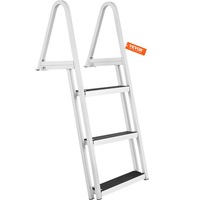 Dock Ladder, Removable 3 Steps, 159 kg Load Capacity, Aluminum Alloy Pontoon Boat Ladder with 101.6 mm Wide Step & Nonslip Rubber Mat, Easy to Install for Ship/Lake/Pool/Marine