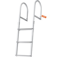 Dock Ladder, Removable 3 Steps, 227 kg Load Capacity, Aluminum Alloy Pontoon Boat Ladder with 7.9 cm Wide Step & Nonslip Rubber Mat, Easy to Install for Ship/Lake/Pool/Marine