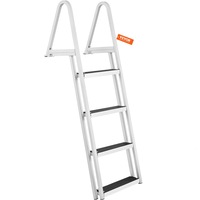 Dock Ladder, Removable 4 Steps, 350 lbs Load Capacity, Aluminum Alloy Pontoon Boat Ladder with 4'' Wide Step & Nonslip Mat, Easy to Install for Ship/Lake/Pool/Marine