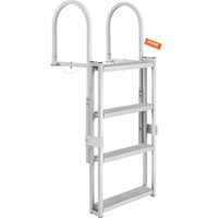 Dock Ladder, Retractable 4 Steps, 159 kgs Load Capacity, Aluminum Alloy Pontoon Boat Ladder with 55.1''-67.1'' Adjustable Height, 4'' Wide Step & Rubber Mat, for Ship/Lake/Pool/Marine