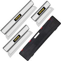 Drywall Skimming Blade Set,10"+16" +24" Blades,European Stainless Steel Construction Knife, Aluminum Blade Profile Smoothing Knockdown Spatula for