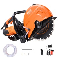 Electric Concrete Saw, 14 in, 2000 W 15 A Motor Circular Saw Cutter with Max. 6 in Adjustable Cutting Depth, Wet Disk Saw Cutter Includes Water Line, Pump and Blade, for Stone,