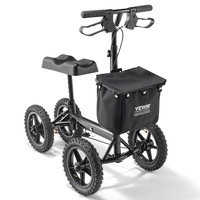 Folding Knee Scooter, Aluminum Steerable Knee Walker with Height-Adjustable Handlebar & Knee Pad, 12" All-Terrain Wheels, Dual Brakes, Leg Recovery Scooter for Broken Ankle Foot Injuries,
